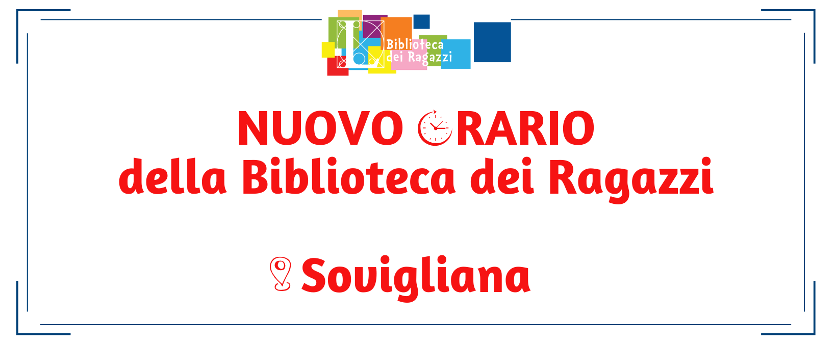 Nuovo orario della Biblioteca dei ragazzi a Sovigliana