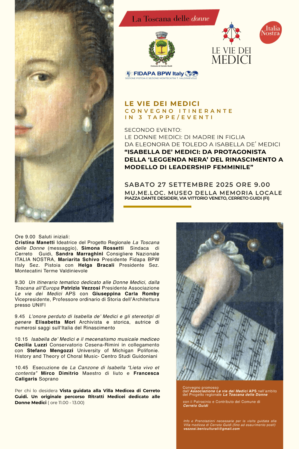 Locandina Convegno - Isabella de’ Medici: da protagonista della ‘leggenda nera’ del Rinascimento a modello di leadership femminile